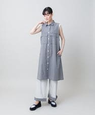 RSEGE16530 TRUNK HIROKO KOSHINO(ヒロココシノ) サッカーストライプロングシャツベスト/洗える ダークグレー