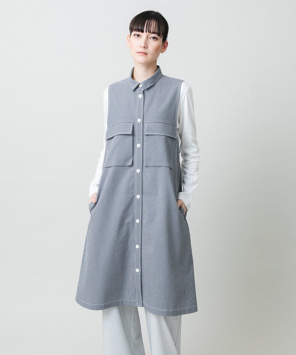 RSEGE16530 TRUNK HIROKO KOSHINO(ヒロココシノ) 【先行予約】サッカーストライプロングシャツベスト/洗える ダークグレー