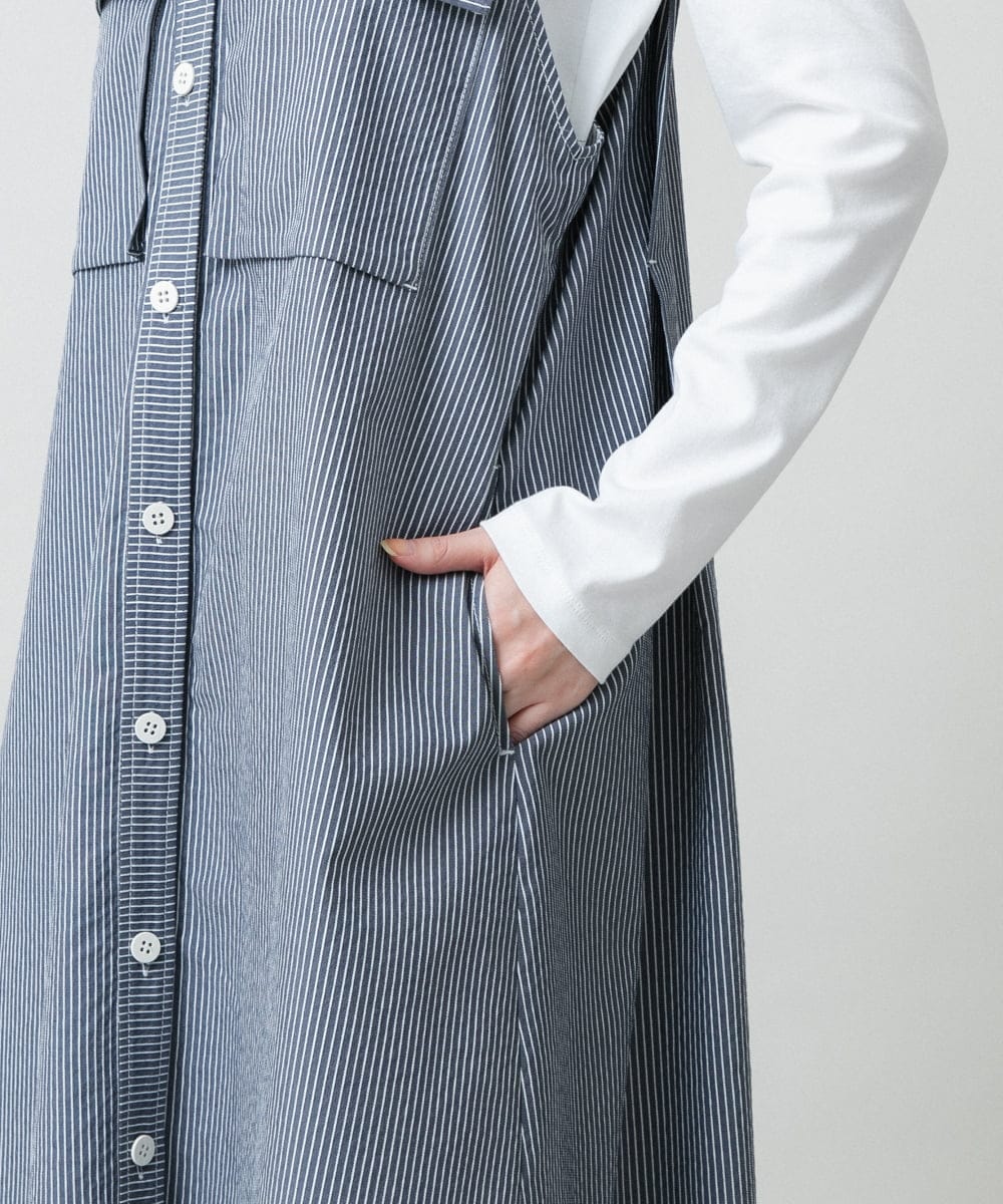 RSEGE16530 TRUNK HIROKO KOSHINO(ヒロココシノ) 【先行予約】サッカーストライプロングシャツベスト/洗える ダークグレー