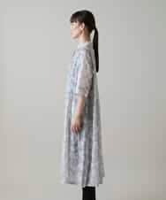 RSEGF50590 TRUNK HIROKO KOSHINO(ヒロココシノ) かもめロゴ総柄タックワンピース /洗える ライトグレー