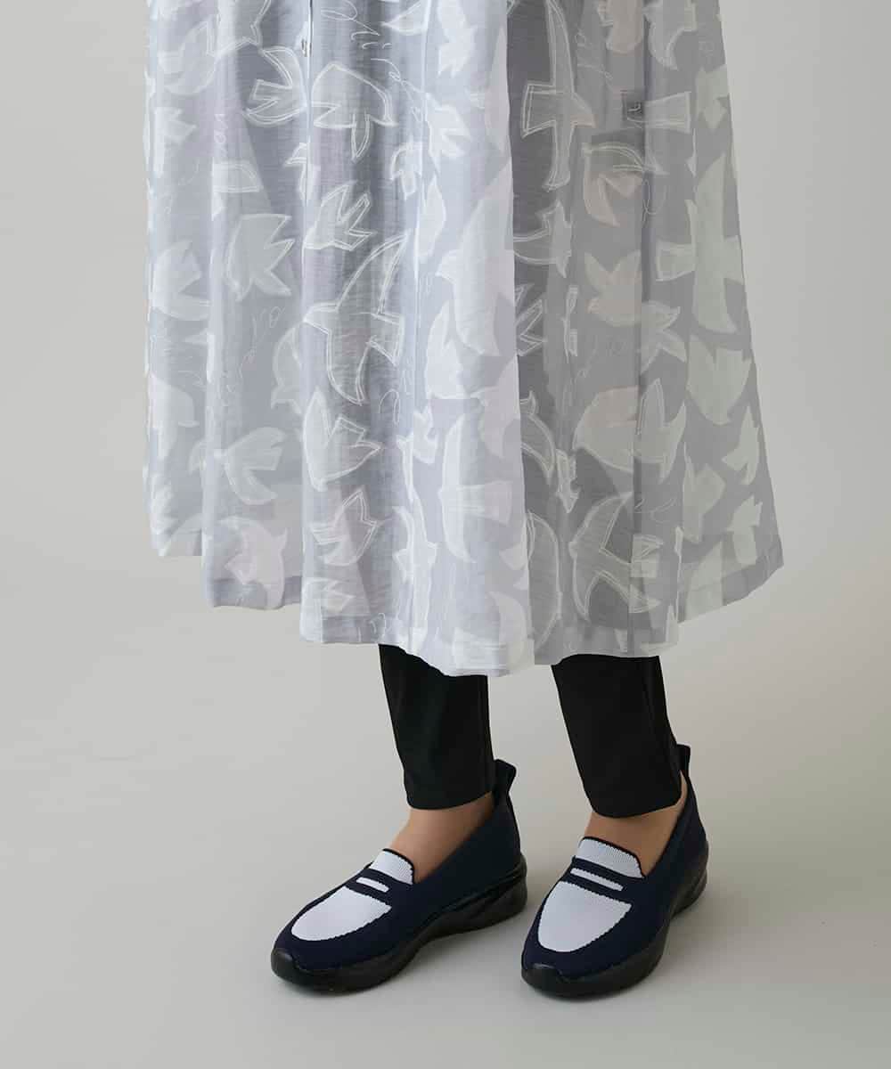RSEGF50590 TRUNK HIROKO KOSHINO(ヒロココシノ) かもめロゴ総柄タックワンピース /洗える ライトグレー