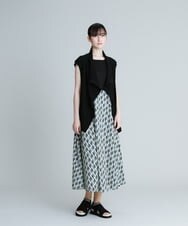 RSEGT28630 TRUNK HIROKO KOSHINO(ヒロココシノ) 【洗濯機で洗える/日本製】TRロゴジョイントフレアワンピース ライトグレー