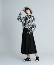 RSEGT28630 TRUNK HIROKO KOSHINO(ヒロココシノ) 【洗濯機で洗える/日本製】TRロゴジョイントフレアワンピース ライトグレー