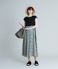RSEGT28630 TRUNK HIROKO KOSHINO(ヒロココシノ) 【洗濯機で洗える/日本製】TRロゴジョイントフレアワンピース ライトグレー