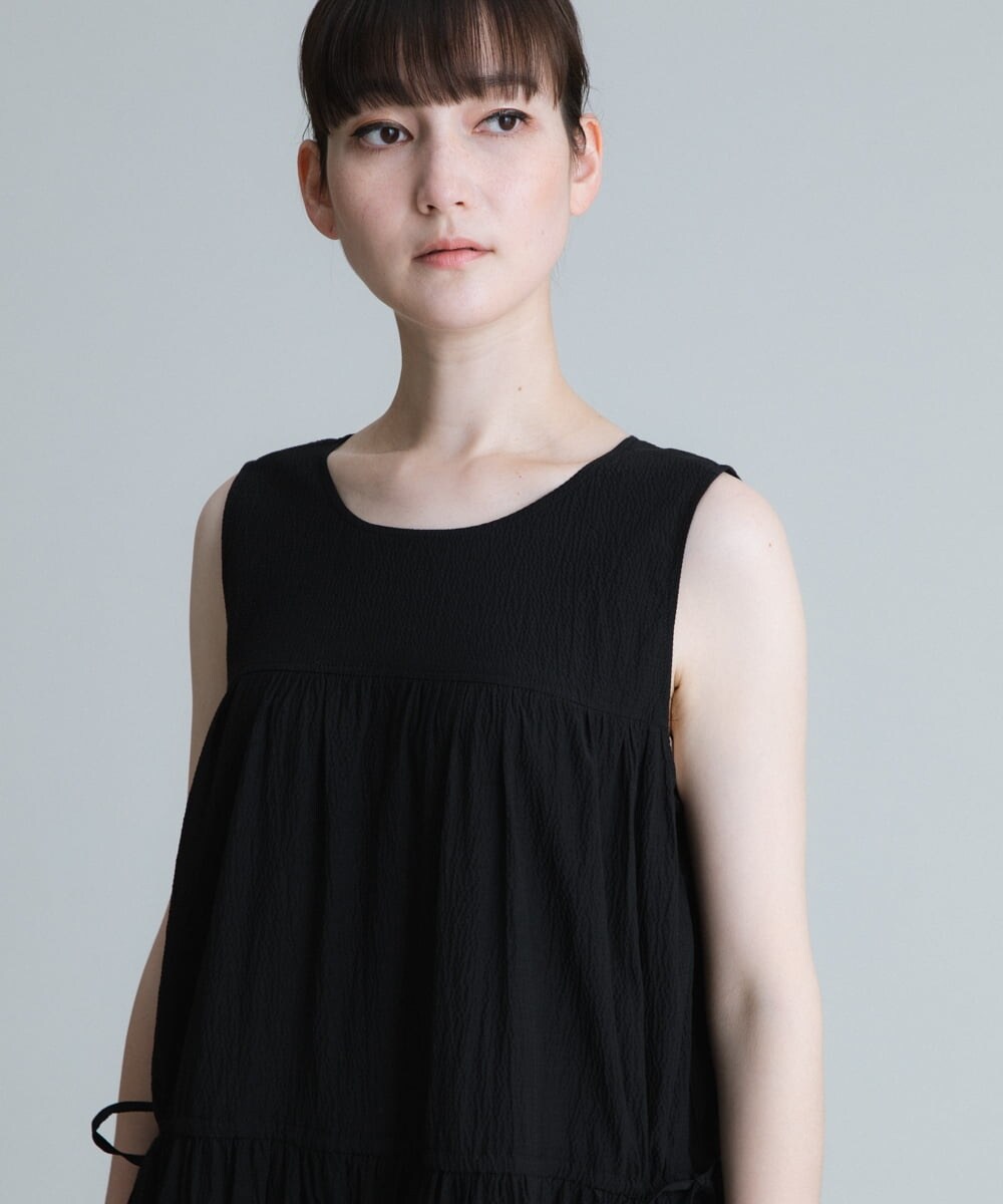 RSEGU36490 TRUNK HIROKO KOSHINO(ヒロココシノ) 【洗濯機で洗える】スリーブレスティアードワンピース ブラック