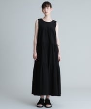 RSEGU36490 TRUNK HIROKO KOSHINO(ヒロココシノ) 【洗濯機で洗える】スリーブレスティアードワンピース ブラック