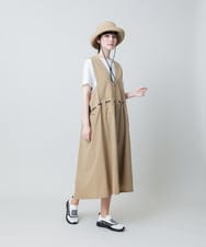 RSEHB02590 TRUNK HIROKO KOSHINO(ヒロココシノ) ドロストデザインジレワンピース /洗える ベージュ