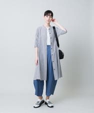 RSEHB07590 TRUNK HIROKO KOSHINO(ヒロココシノ) ストライプAラインロングブラウス/洗える ネイビー