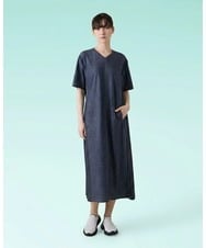 RSEHE06660 TRUNK HIROKO KOSHINO(ヒロココシノ) 異素材ジョイントサイドプリーツデニムワンピース/洗える ブルー