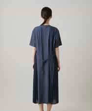RSEHE06660 TRUNK HIROKO KOSHINO(ヒロココシノ) 異素材ジョイントサイドプリーツデニムワンピース/洗える ブルー