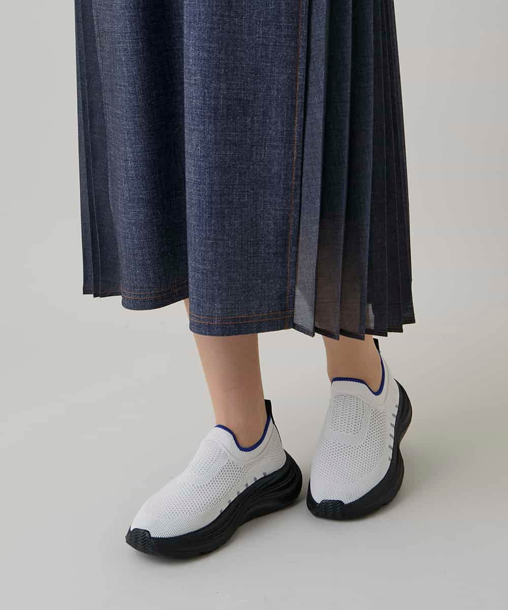 RSEHE06660 TRUNK HIROKO KOSHINO(ヒロココシノ) 異素材ジョイントサイドプリーツデニムワンピース/洗える ブルー