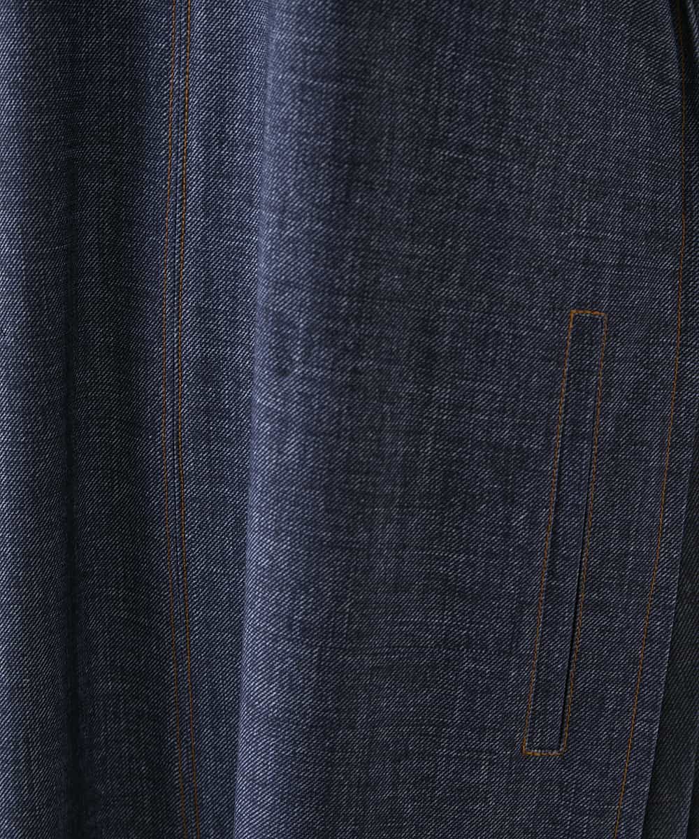 RSEHE06660 TRUNK HIROKO KOSHINO(ヒロココシノ) 異素材ジョイントサイドプリーツデニムワンピース/洗える ブルー
