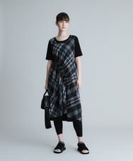 RSEHT02630 TRUNK HIROKO KOSHINO(ヒロココシノ) 【洗濯機で洗える】トリコットオーガンジーチェックワンピース ベージュ