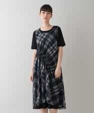 RSEHT02630 TRUNK HIROKO KOSHINO(ヒロココシノ) 【洗濯機で洗える】トリコットオーガンジーチェックワンピース ベージュ