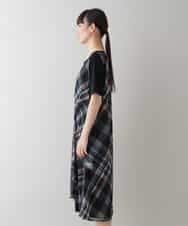 RSEHT02630 TRUNK HIROKO KOSHINO(ヒロココシノ) 【洗濯機で洗える】トリコットオーガンジーチェックワンピース ベージュ