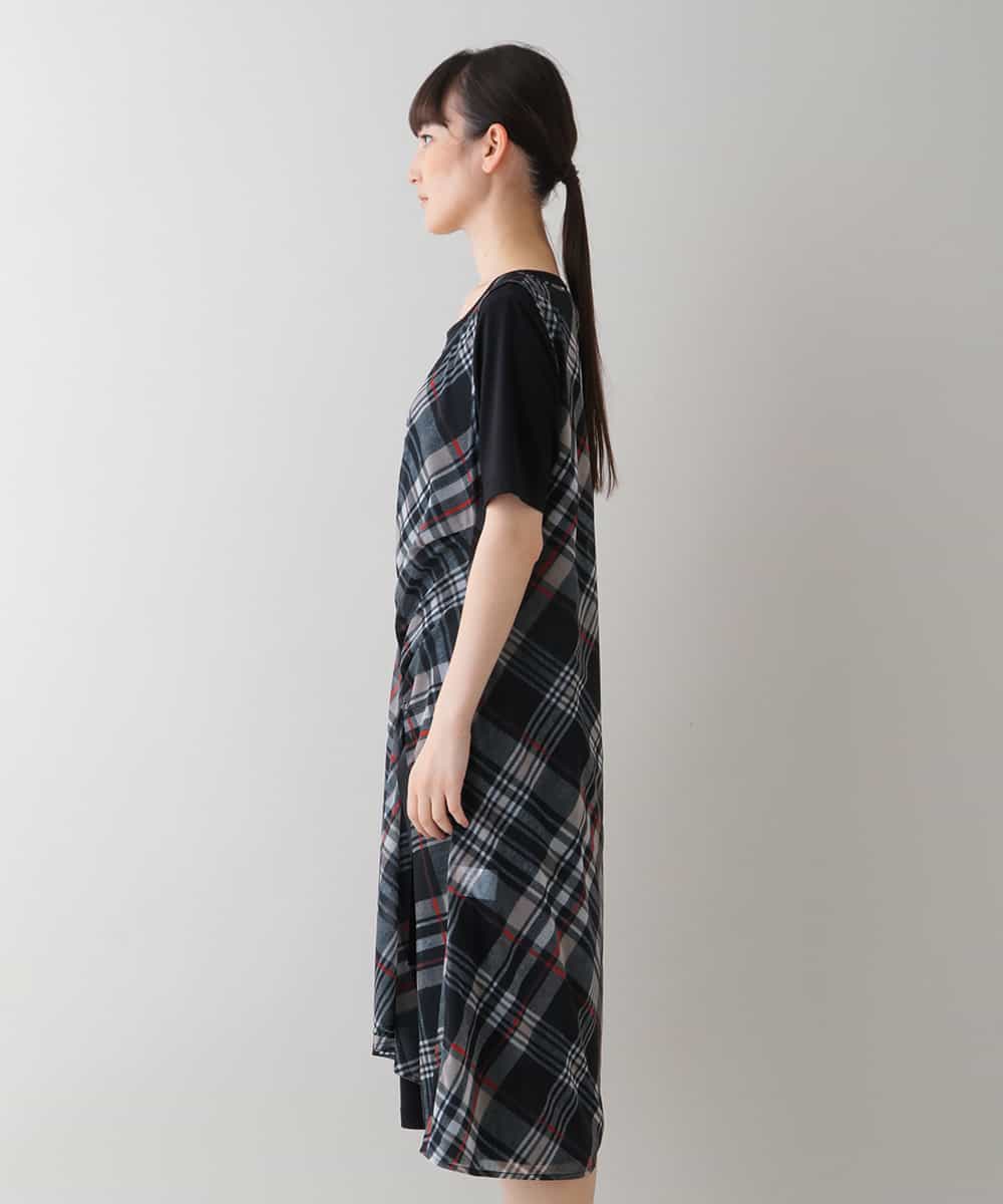 RSEHT02630 TRUNK HIROKO KOSHINO(ヒロココシノ) 【洗濯機で洗える】トリコットオーガンジーチェックワンピース ベージュ