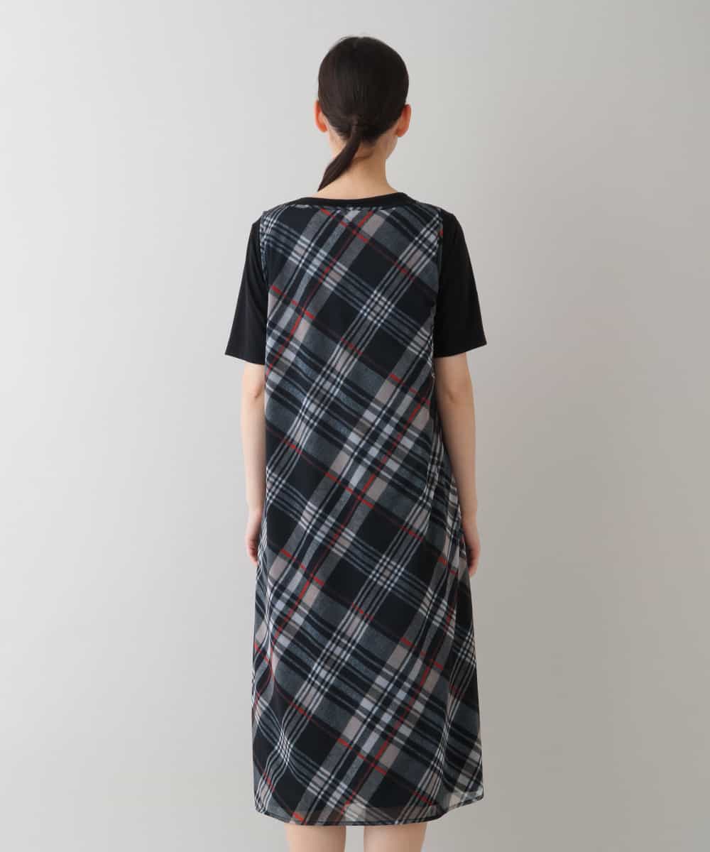 RSEHT02630 TRUNK HIROKO KOSHINO(ヒロココシノ) 【洗濯機で洗える】トリコットオーガンジーチェックワンピース ベージュ