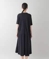 RSEIB02590 TRUNK HIROKO KOSHINO(ヒロココシノ) 異素材ジョイントワンピース/洗える ブラック