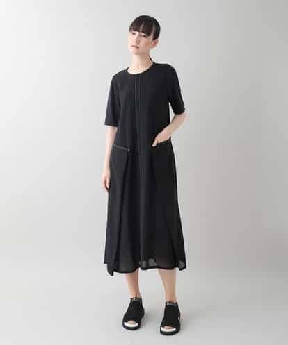 RSEIB02590 TRUNK HIROKO KOSHINO 異素材ジョイントワンピース/洗える
