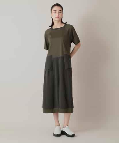 RSEIE02630 TRUNK HIROKO KOSHINO 異素材コンビ配色ワンピース/洗える