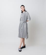 RSEIE07630 TRUNK HIROKO KOSHINO(ヒロココシノ) ジオメトリック柄ワンピース/洗える ベージュ