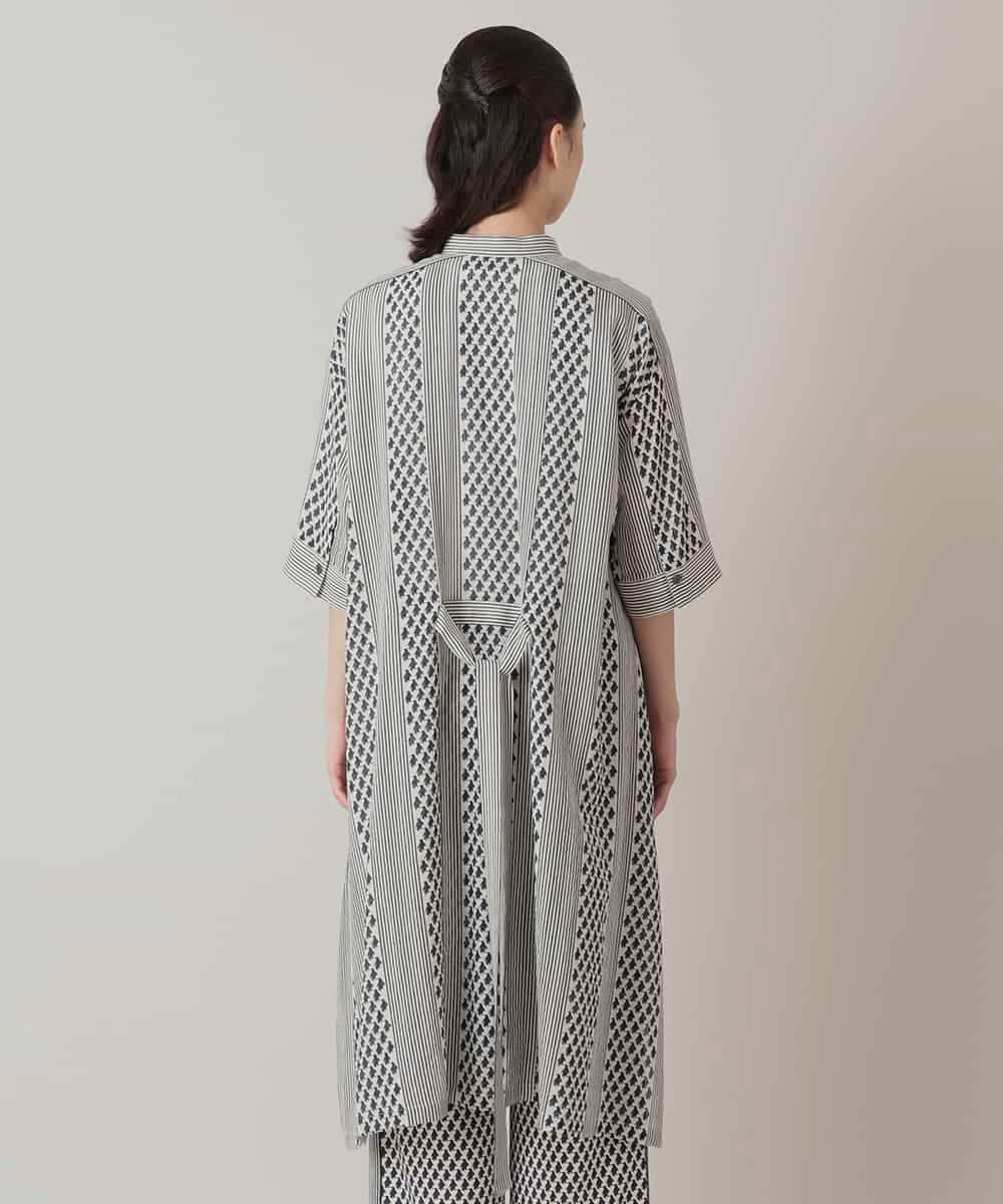 RSEIE07630 TRUNK HIROKO KOSHINO(ヒロココシノ) ジオメトリック柄ワンピース/洗える ベージュ