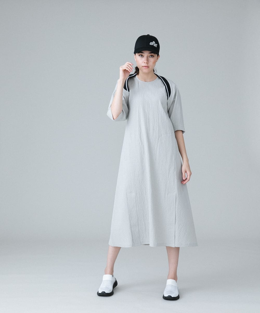 RSEIW22490 TRUNK HIROKO KOSHINO(ヒロココシノ) バンピーコットンワンピース/洗える オレンジ