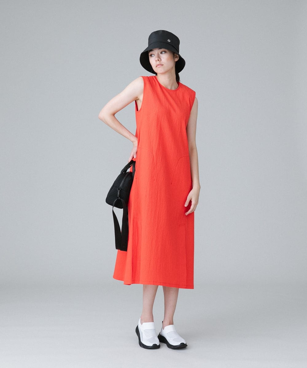 RSEIW22490 TRUNK HIROKO KOSHINO(ヒロココシノ) バンピーコットンワンピース/洗える オレンジ