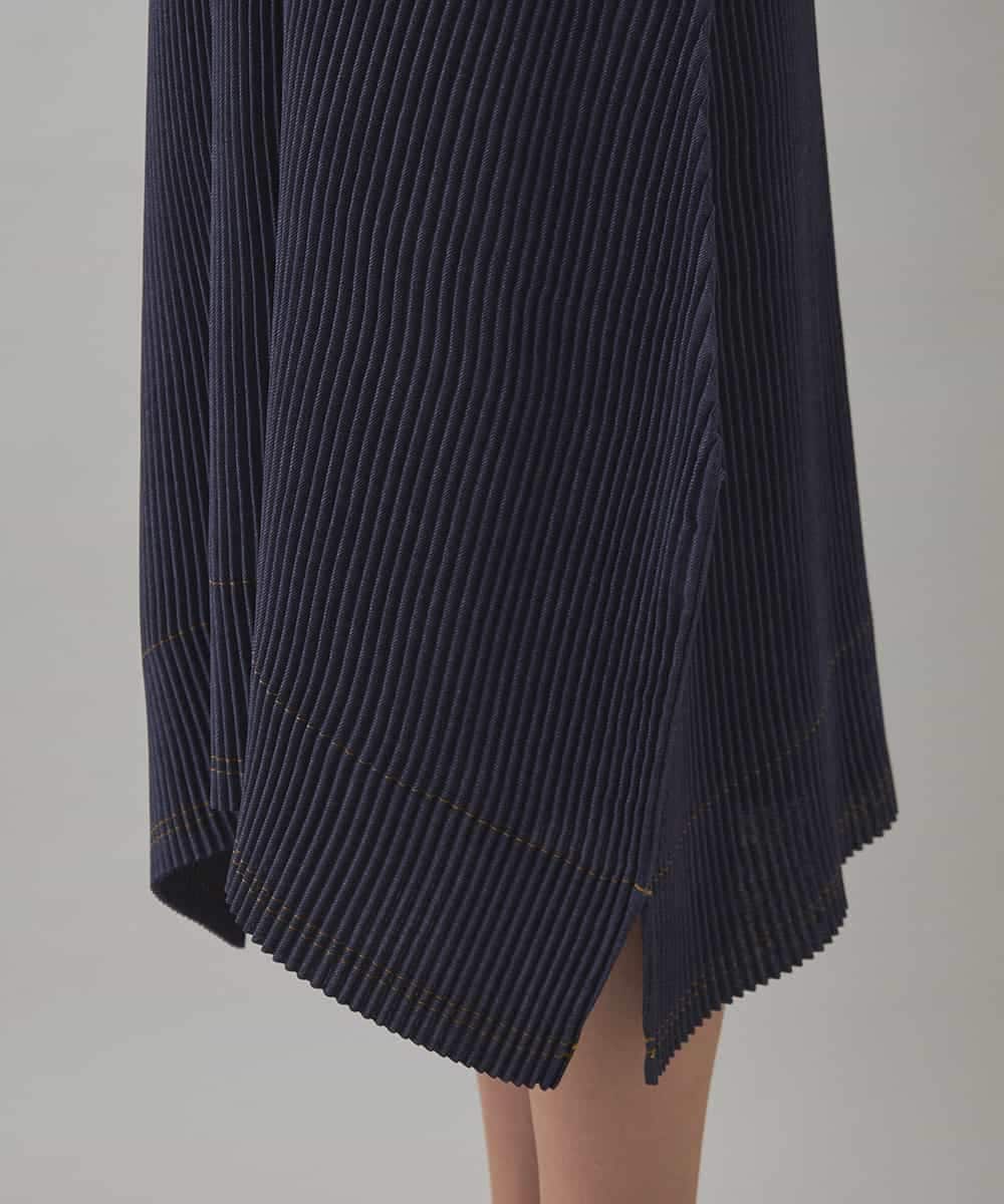 RSEJB02690 TRUNK HIROKO KOSHINO(ヒロココシノ) デニムライクプリーツワンピース/洗える ネイビー