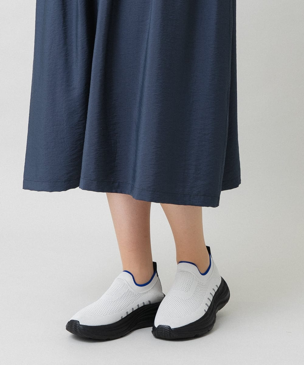RSEJE02590 TRUNK HIROKO KOSHINO(ヒロココシノ) メッシュアクセントドロストワンピース/洗える ネイビー