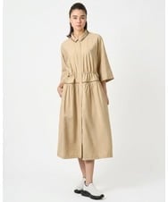 RSEJE02590 TRUNK HIROKO KOSHINO(ヒロココシノ) メッシュアクセントドロストワンピース/洗える ベージュ
