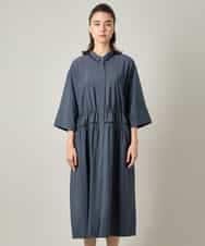 RSEJE02590 TRUNK HIROKO KOSHINO(ヒロココシノ) メッシュアクセントドロストワンピース/洗える ネイビー