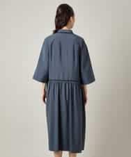 RSEJE02590 TRUNK HIROKO KOSHINO(ヒロココシノ) メッシュアクセントドロストワンピース/洗える ネイビー