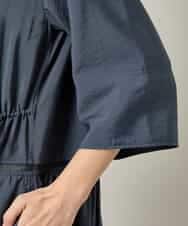 RSEJE02590 TRUNK HIROKO KOSHINO(ヒロココシノ) メッシュアクセントドロストワンピース/洗える ネイビー