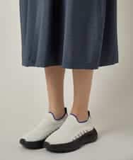 RSEJE02590 TRUNK HIROKO KOSHINO(ヒロココシノ) メッシュアクセントドロストワンピース/洗える ネイビー