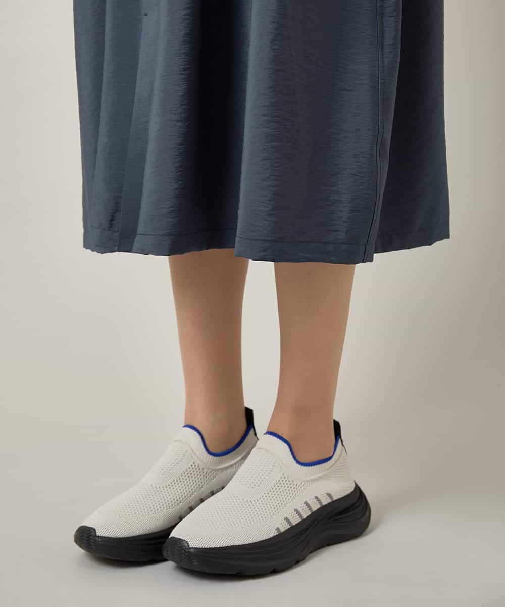 RSEJE02590 TRUNK HIROKO KOSHINO(ヒロココシノ) メッシュアクセントドロストワンピース/洗える ネイビー