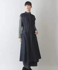RSEJT31630 TRUNK HIROKO KOSHINO(ヒロココシノ) 【洗濯機で洗える】キャップスリーブデニムライクワンピース ネイビー