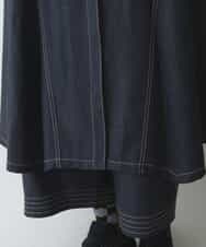 RSEJT31630 TRUNK HIROKO KOSHINO(ヒロココシノ) 【洗濯機で洗える】キャップスリーブデニムライクワンピース ネイビー