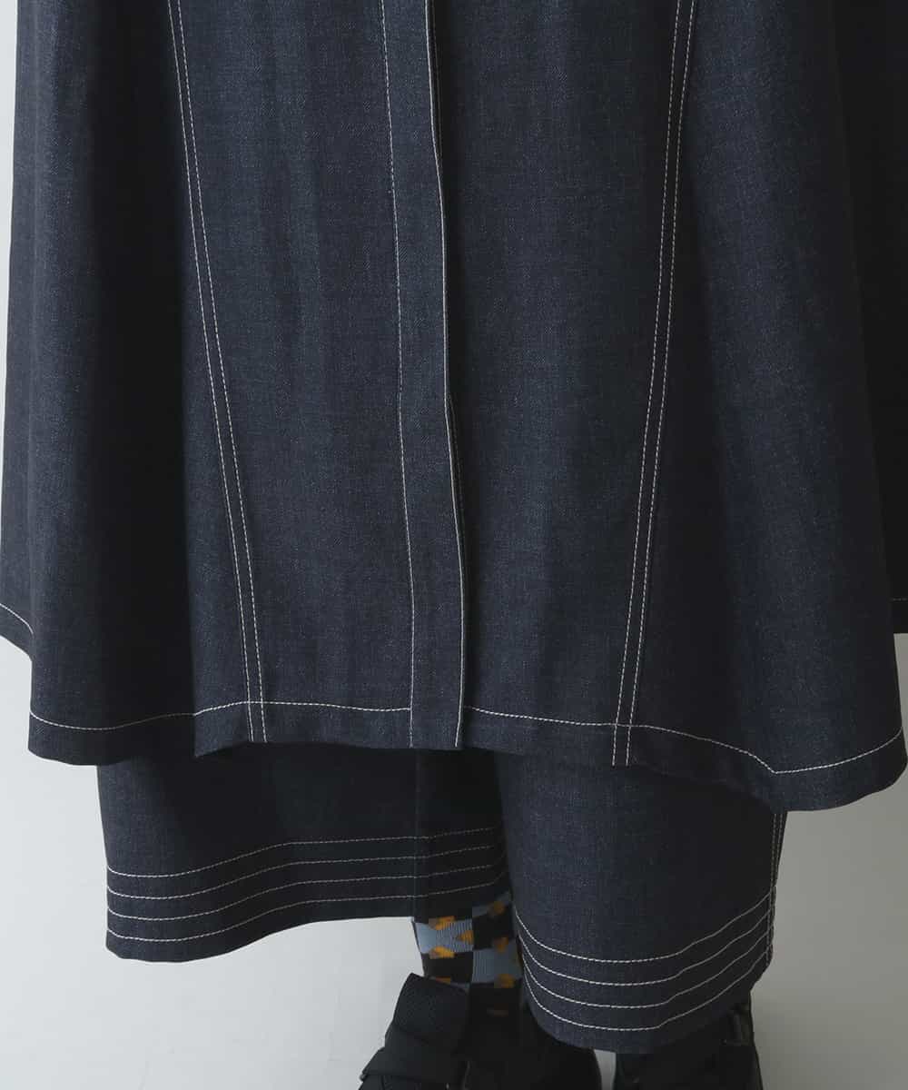 RSEJT31630 TRUNK HIROKO KOSHINO(ヒロココシノ) 【洗濯機で洗える】キャップスリーブデニムライクワンピース ネイビー