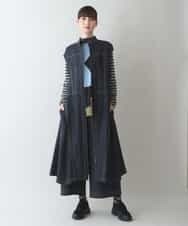 RSEJT31630 TRUNK HIROKO KOSHINO(ヒロココシノ) 【洗濯機で洗える】キャップスリーブデニムライクワンピース ネイビー