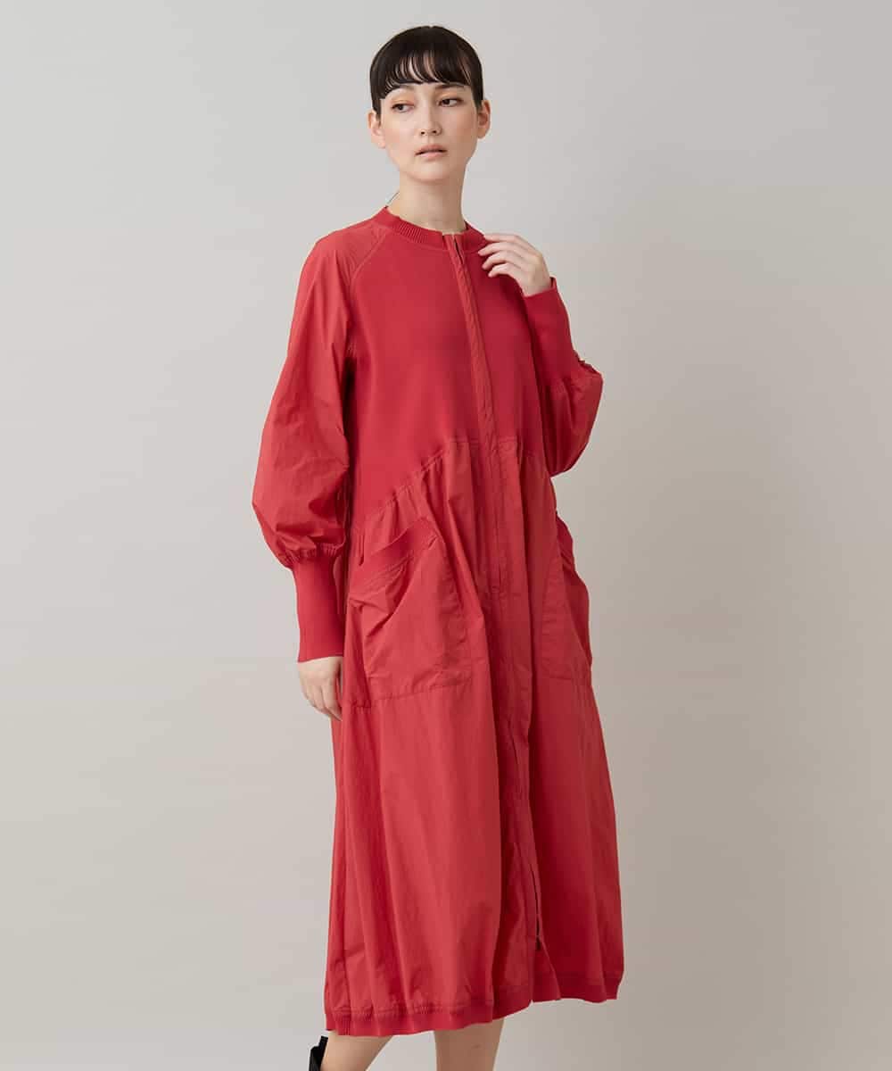 RSELB02660 TRUNK HIROKO KOSHINO(ヒロココシノ) ギャザーデザインワンピース/洗える レッド