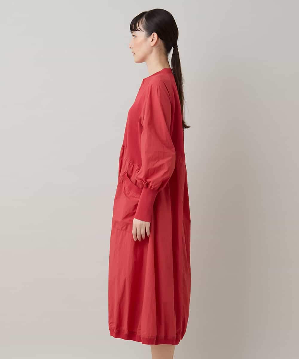 RSELB02660 TRUNK HIROKO KOSHINO(ヒロココシノ) ギャザーデザインワンピース/洗える レッド