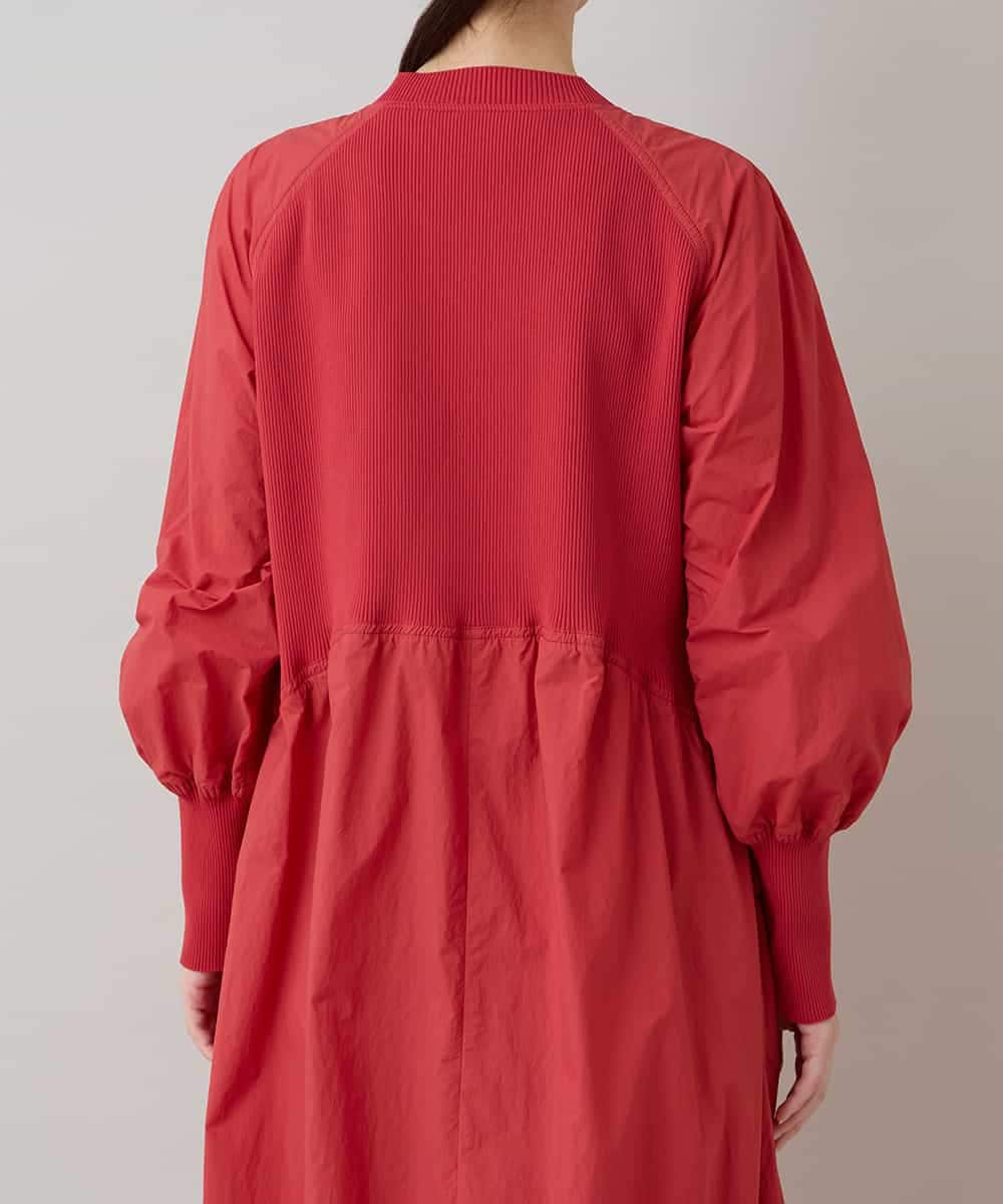 RSELB02660 TRUNK HIROKO KOSHINO(ヒロココシノ) ギャザーデザインワンピース/洗える レッド