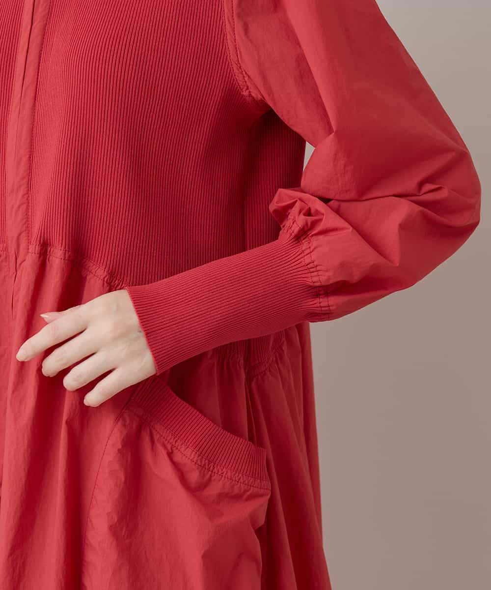 RSELB02660 TRUNK HIROKO KOSHINO(ヒロココシノ) ギャザーデザインワンピース/洗える レッド