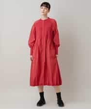 RSELB02660 TRUNK HIROKO KOSHINO(ヒロココシノ) ギャザーデザインワンピース/洗える レッド