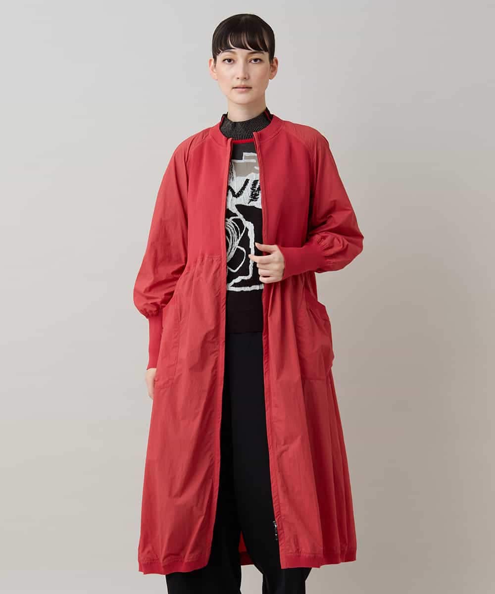 RSELB02660 TRUNK HIROKO KOSHINO(ヒロココシノ) ギャザーデザインワンピース/洗える レッド