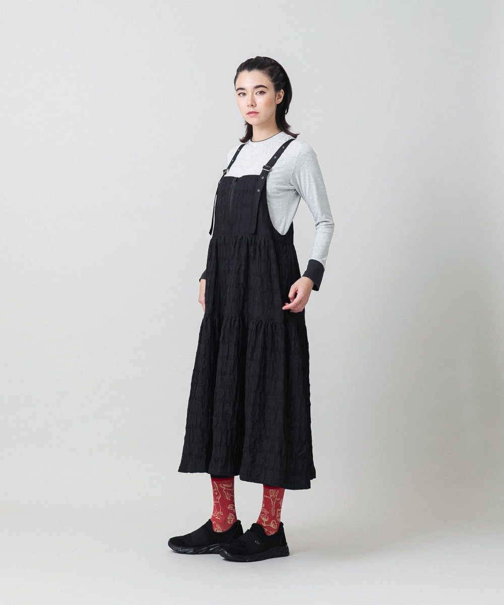 RSELD02590 TRUNK HIROKO KOSHINO(ヒロココシノ) ロゴアクセントティアードワンピース/日本製/洗える ブラック