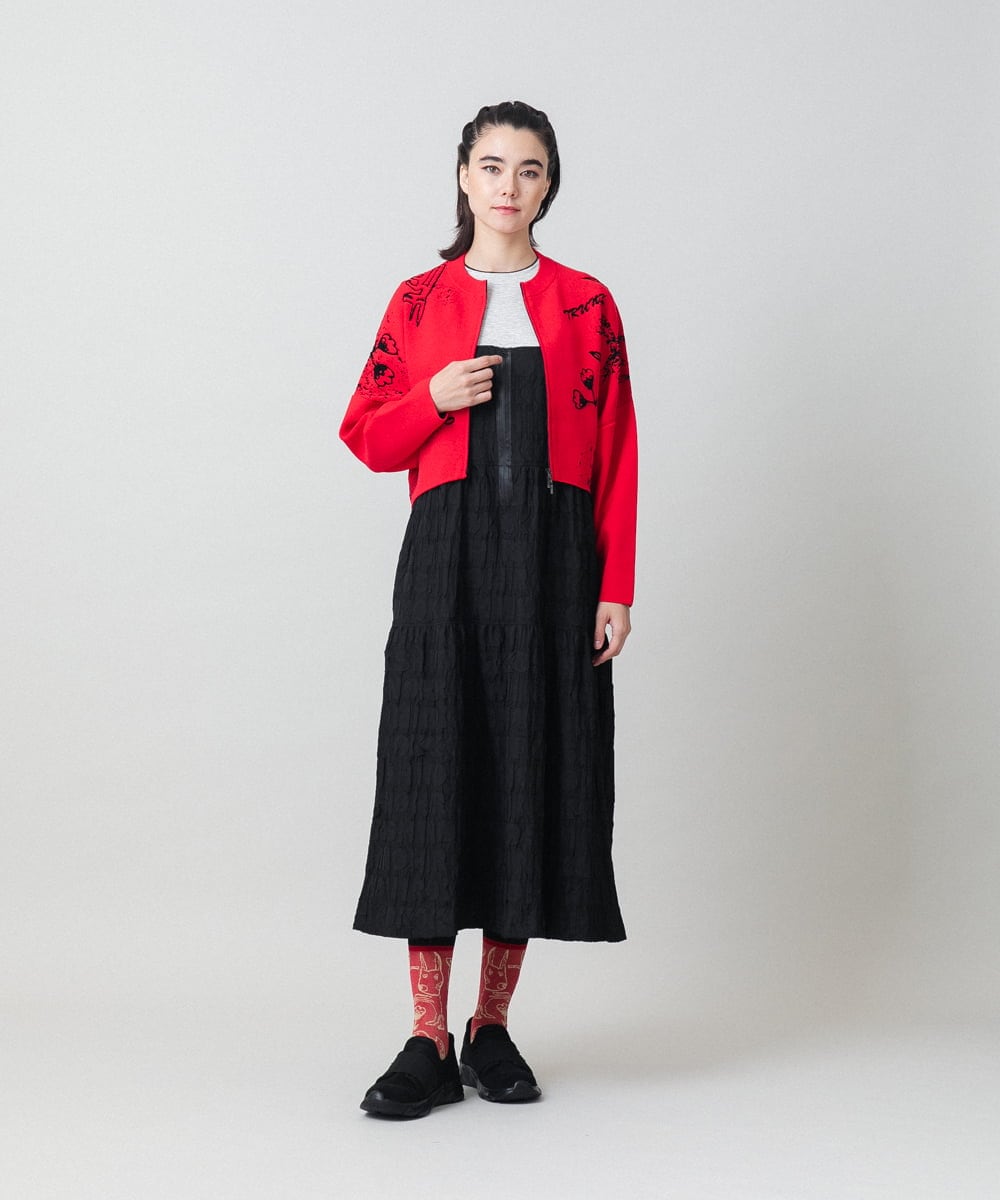 RSELD02590 TRUNK HIROKO KOSHINO(ヒロココシノ) ロゴアクセントティアードワンピース/日本製/洗える ブラック