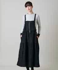 RSELD02590 TRUNK HIROKO KOSHINO(ヒロココシノ) ロゴアクセントティアードワンピース/日本製/洗える ブラック
