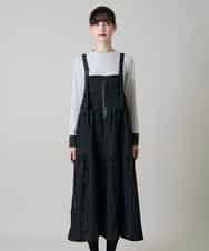 RSELD02590 TRUNK HIROKO KOSHINO(ヒロココシノ) ロゴアクセントティアードワンピース/日本製/洗える ブラック